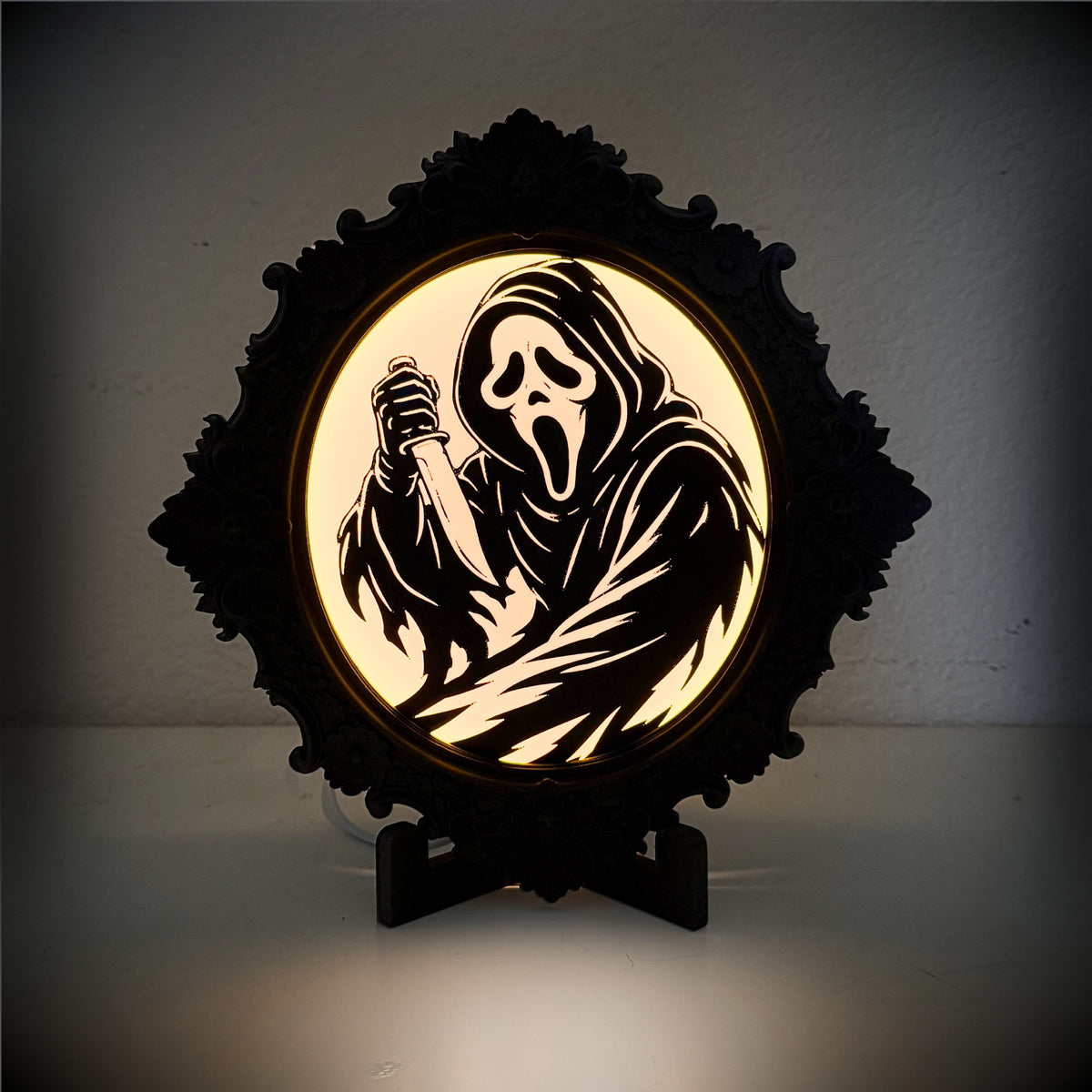 The Haunted Portrait - Ornate Gothic Ghost Face Illuminated Art Frame