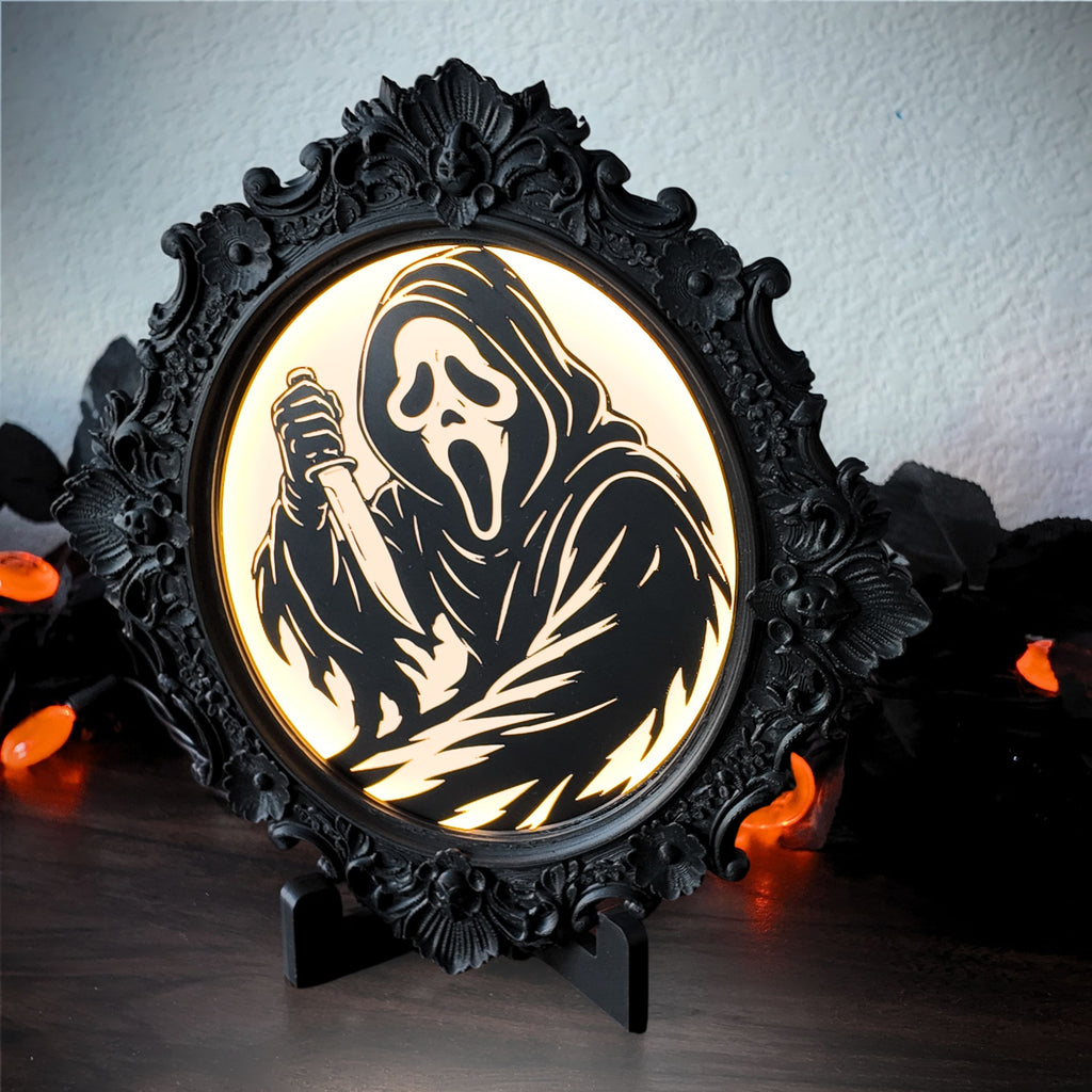 The Haunted Portrait - Ornate Gothic Ghost Face Illuminated Art Frame